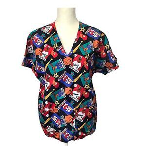 Womans Cotton Scrub Size M Billy Bear‎ Mickey Moose Reggie Rabbit xmas